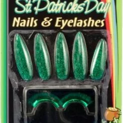 Green Glitter Nails & Lashes Adult